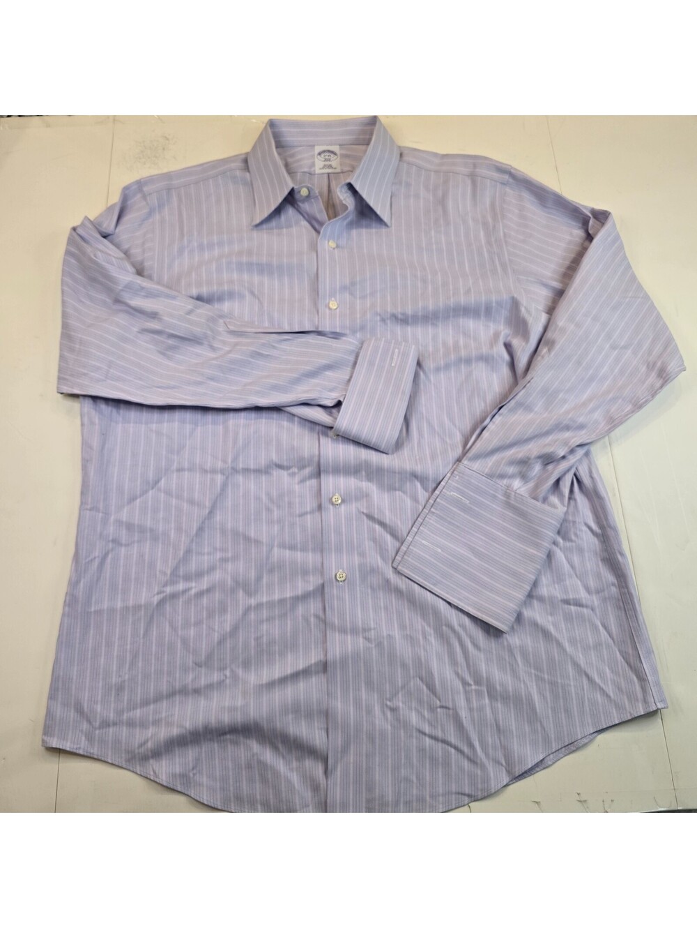 Brooks Brothers 346 Slim Fit Mens 17 34 Purple Striped Button Up Long Sleeve